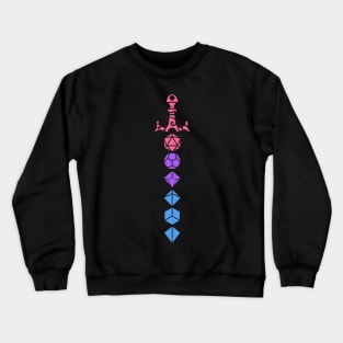 Colorful Polyhedral Dice Sword Tabletop Roleplaying RPG Gaming Addict Crewneck Sweatshirt
